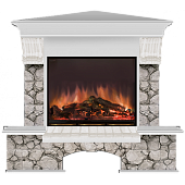 Каминокомплект Glenrich Бостон Карелия угловой (беленый дуб)+Arte 23